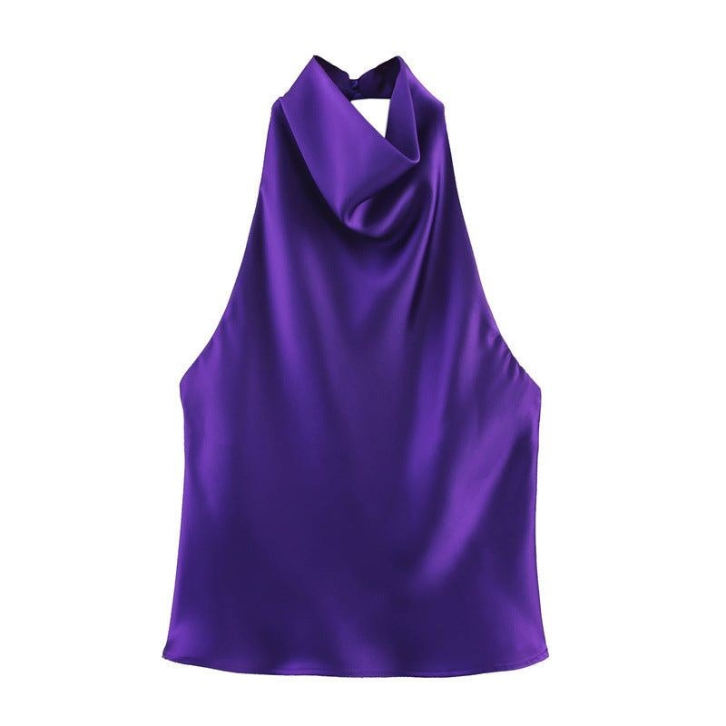 Silk Satin Texture Halter Dress