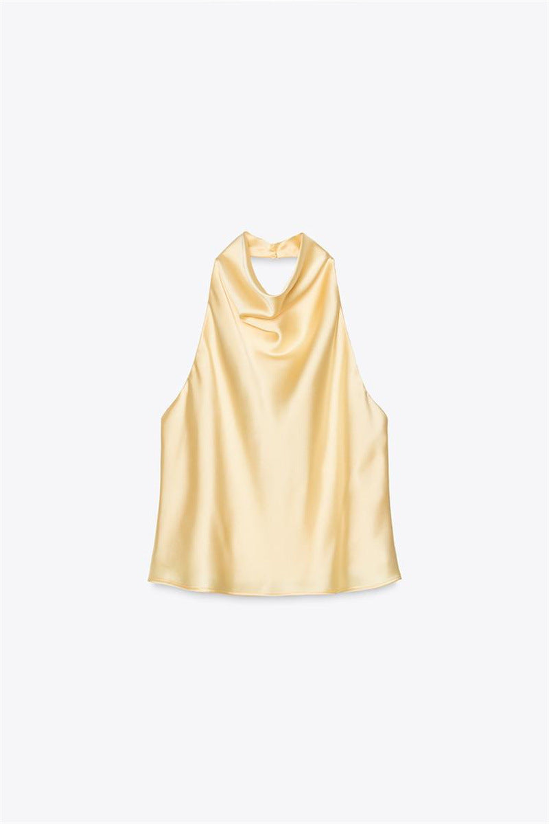 Silk Satin Texture Halter Dress