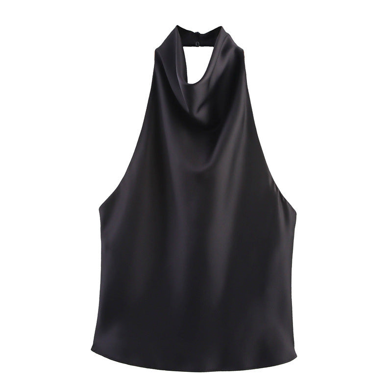 Silk Satin Texture Halter Dress