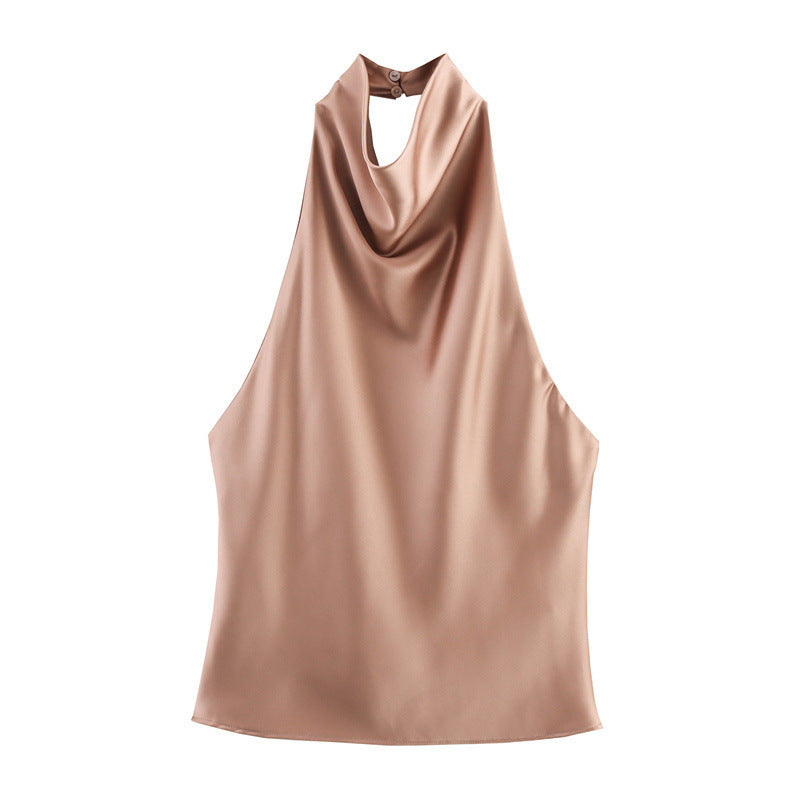 Silk Satin Texture Halter Dress