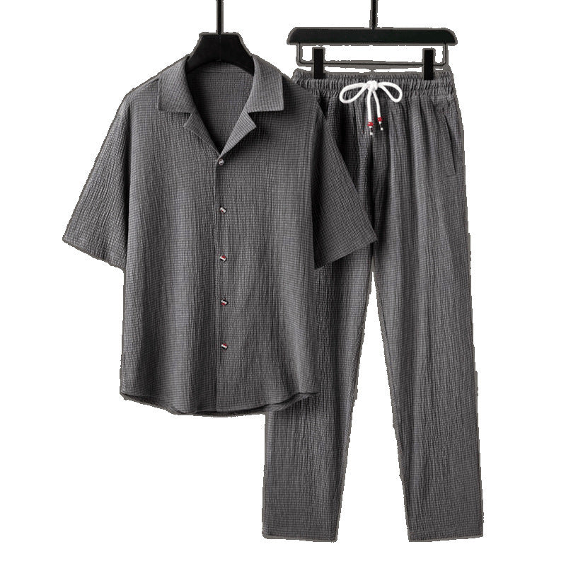 Casual Men's Sports High-end Half Sleeve Chinese Style Two-piece Set
