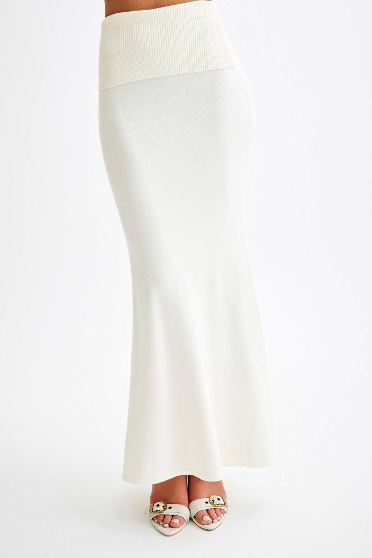 Knitted Sweater Turn Waist Mid-length Dress Set