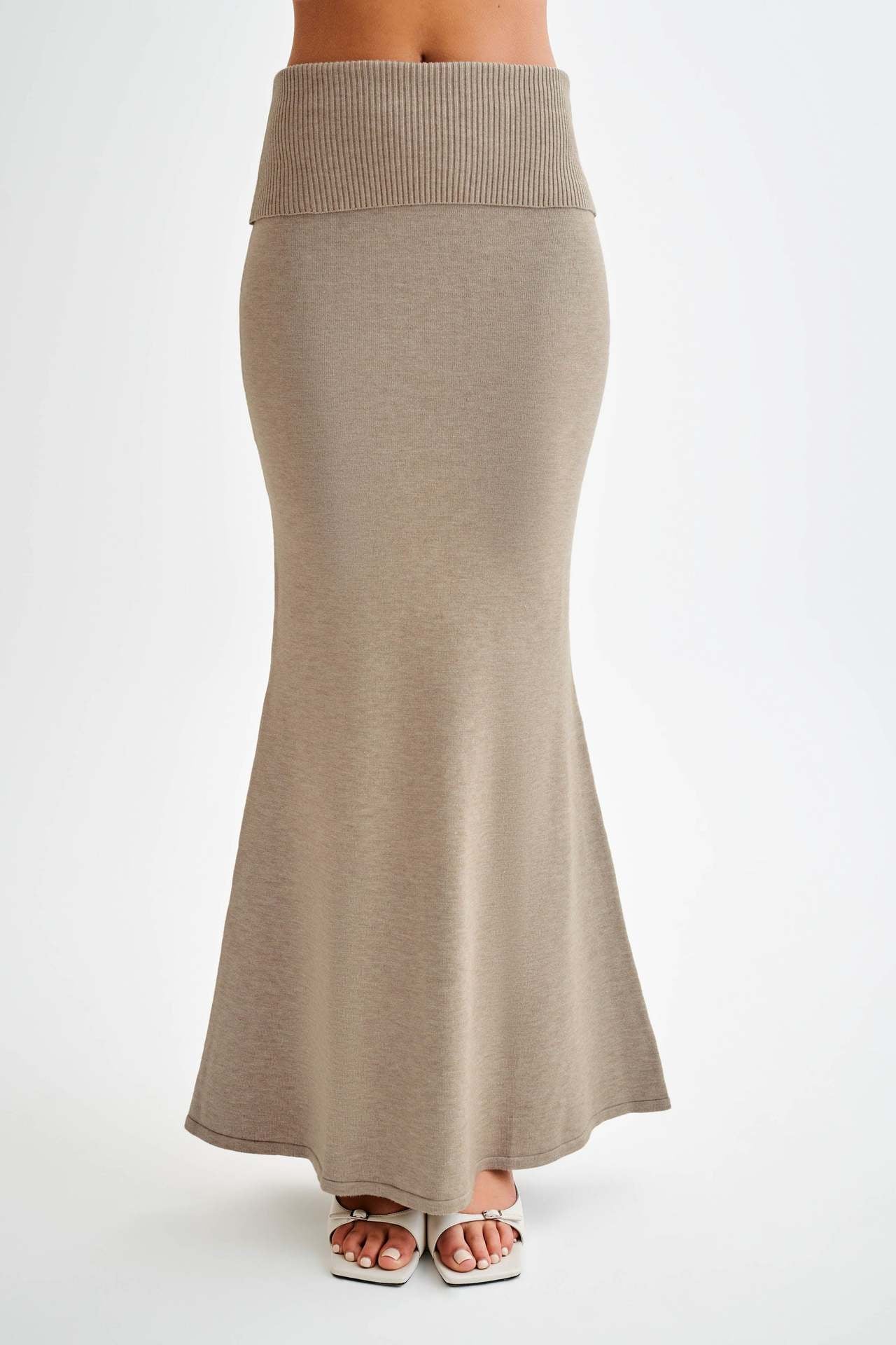 Knitted Sweater Turn Waist Mid-length Dress Set
