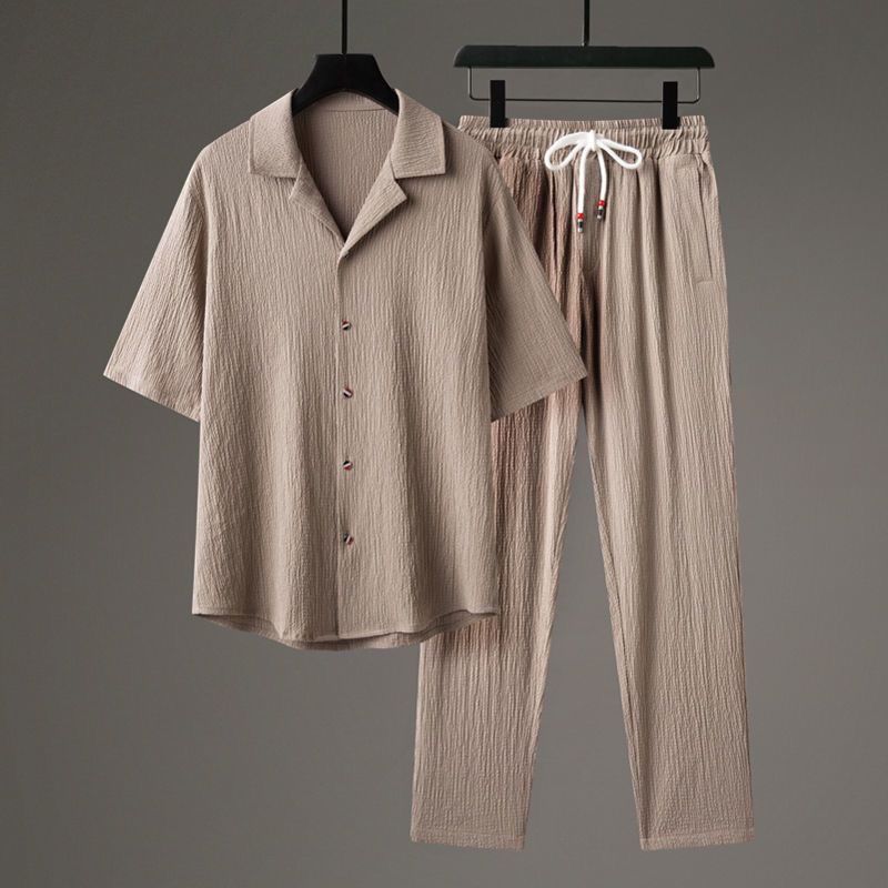Casual Men's Sports High-end Half Sleeve Chinese Style Two-piece Set